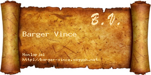 Barger Vince névjegykártya